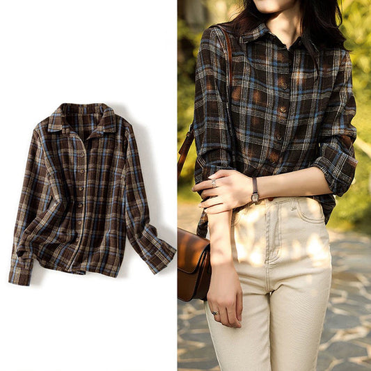 Chemise à carreaux à boutons pour femmes Chic und Stil