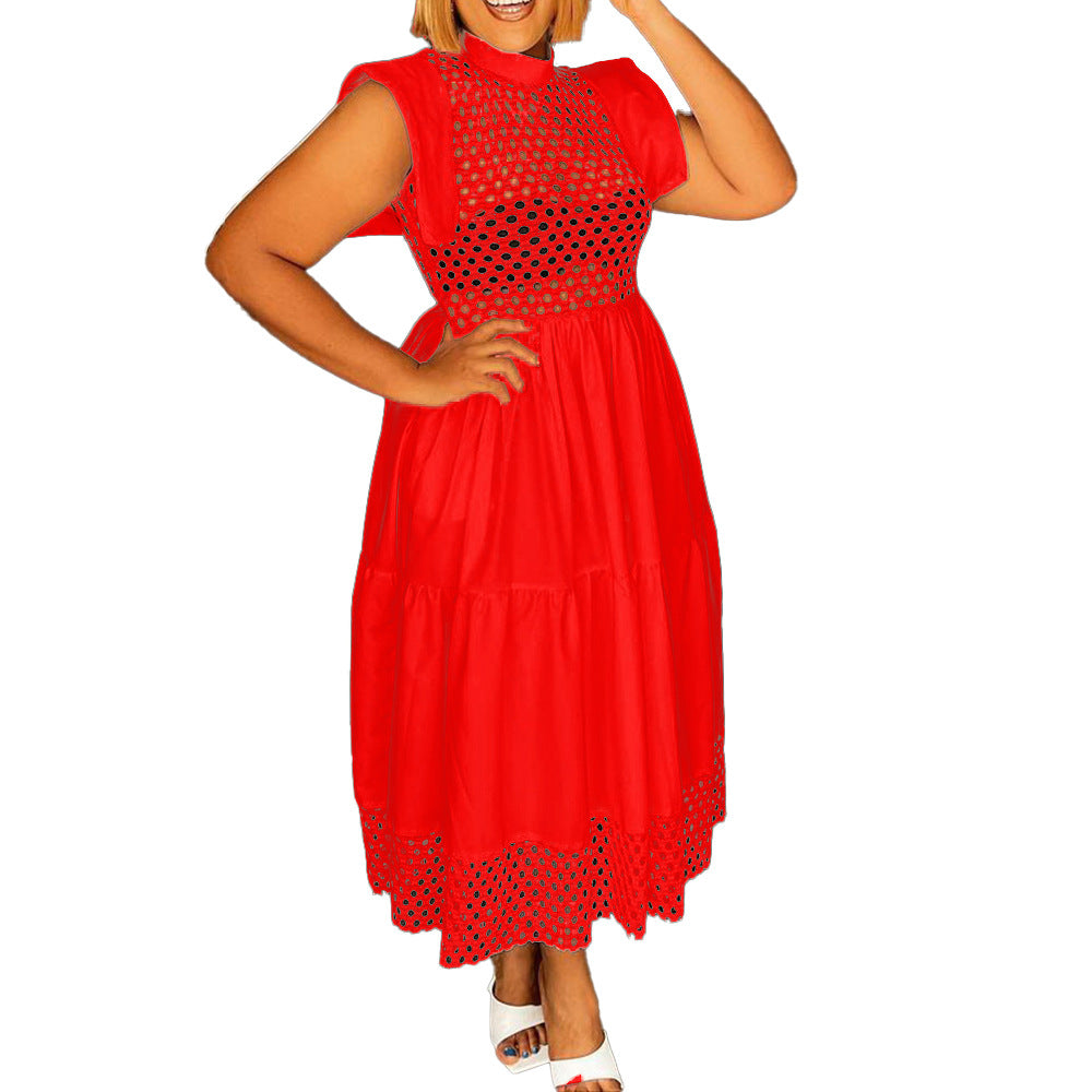Robe midi femme avec haut en filet et jupe volumineuse Chic und Stil