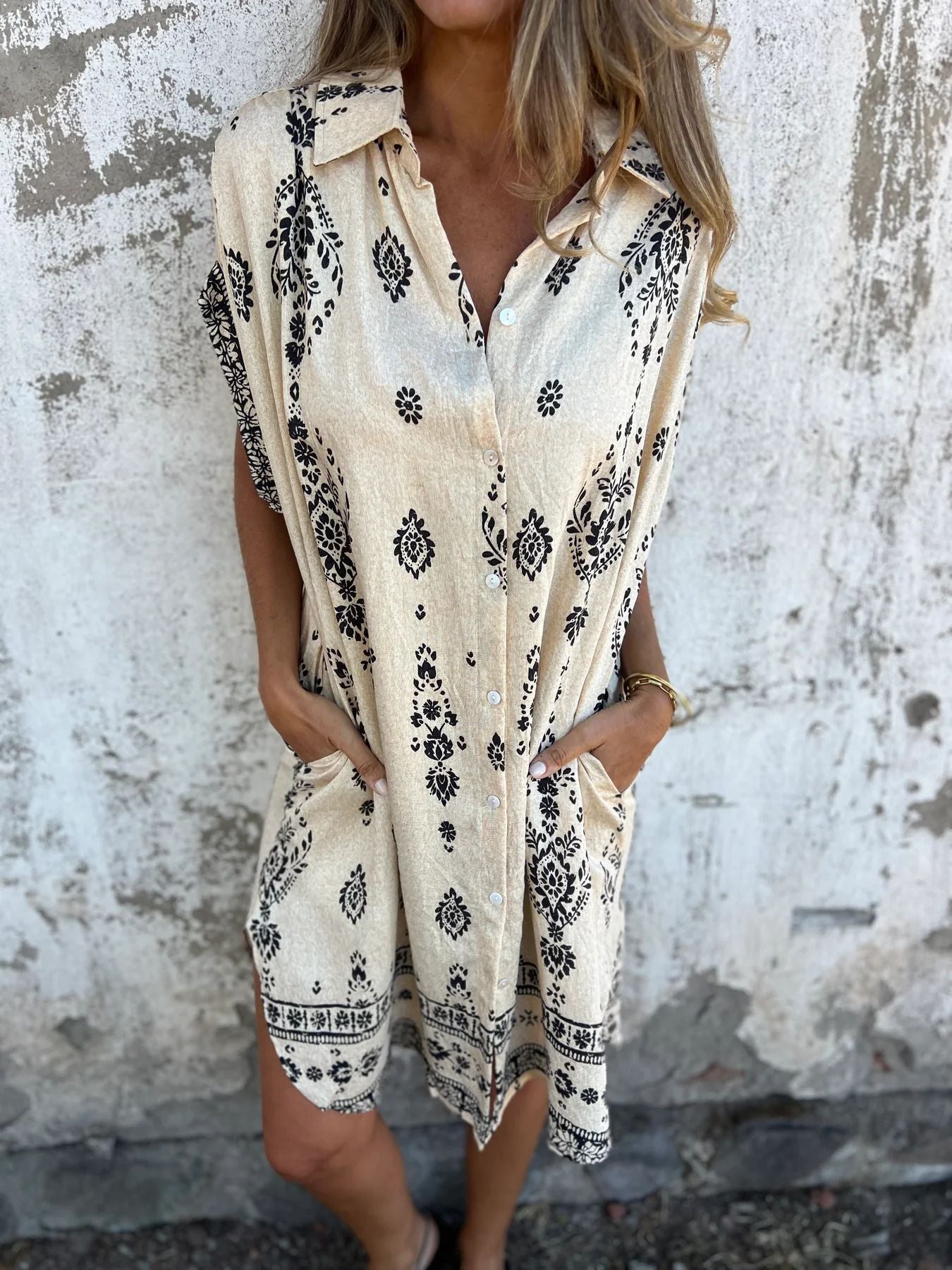 Robe chemise féminine à motif fin Chic und Stil