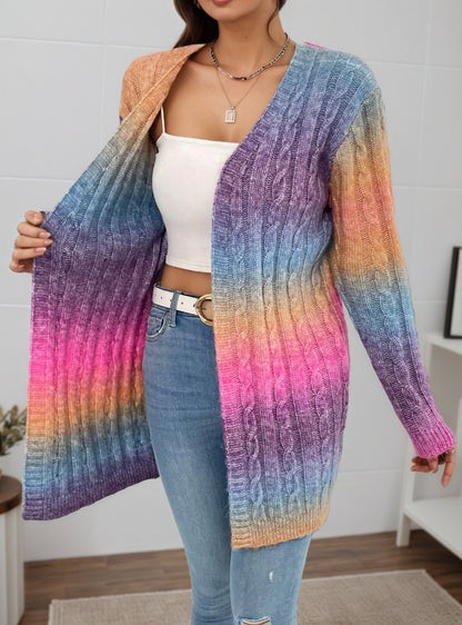 Cardigan en tricot pour femmes avec un dégradé de couleurs coloré et une coupe décontractée Chic und Stil