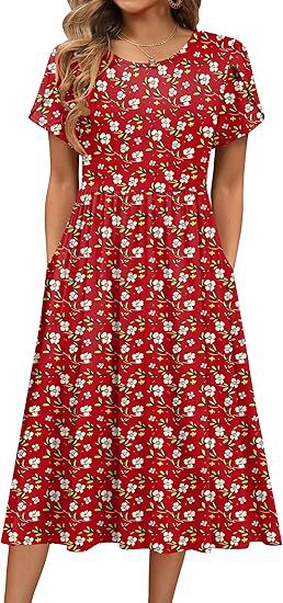 Robe midi pour femmes avec col rond et poches pratiques Chic und Stil