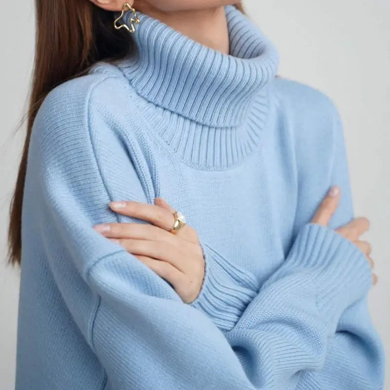 Pull à col roulé oversize pour femme avec structure côtelée Chic und Stil