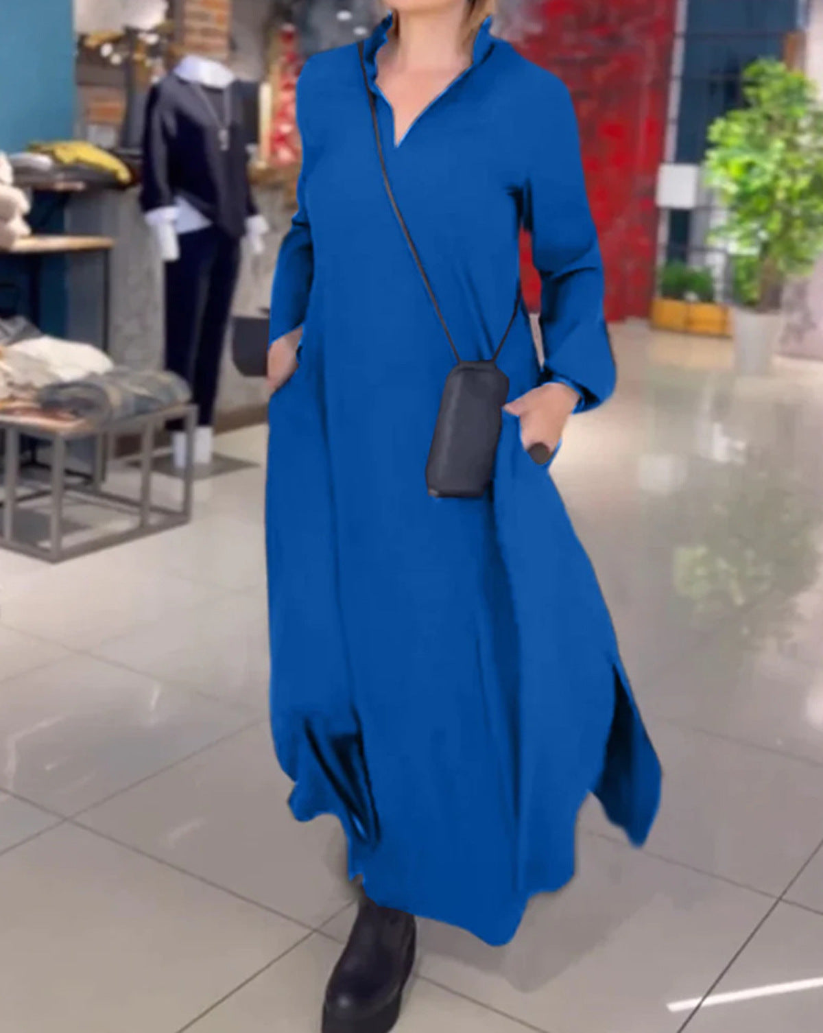 Robe kaftan pour femmes avec poches pratiques et col élégant Chic und Stil