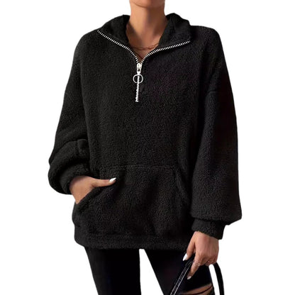 Pull en polaire douillet pour femmes avec demi-fermeture éclair et poches latérales Chic und Stil
