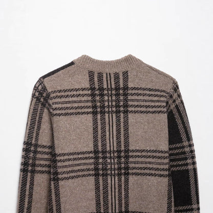 Dames Chic bouton écossais pull Chic und Stil