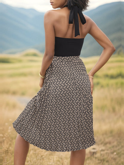 Robe dos nu femme avec jupe midi fluide Chic und Stil