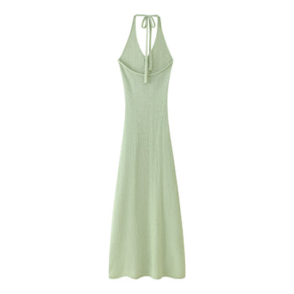 Robe maxi pour dames avec appliqués floraux et décolleté en V profond Chic und Stil