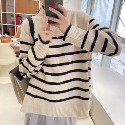 Dames pull-over en tricot décontracté avec design rayé Chic und Stil