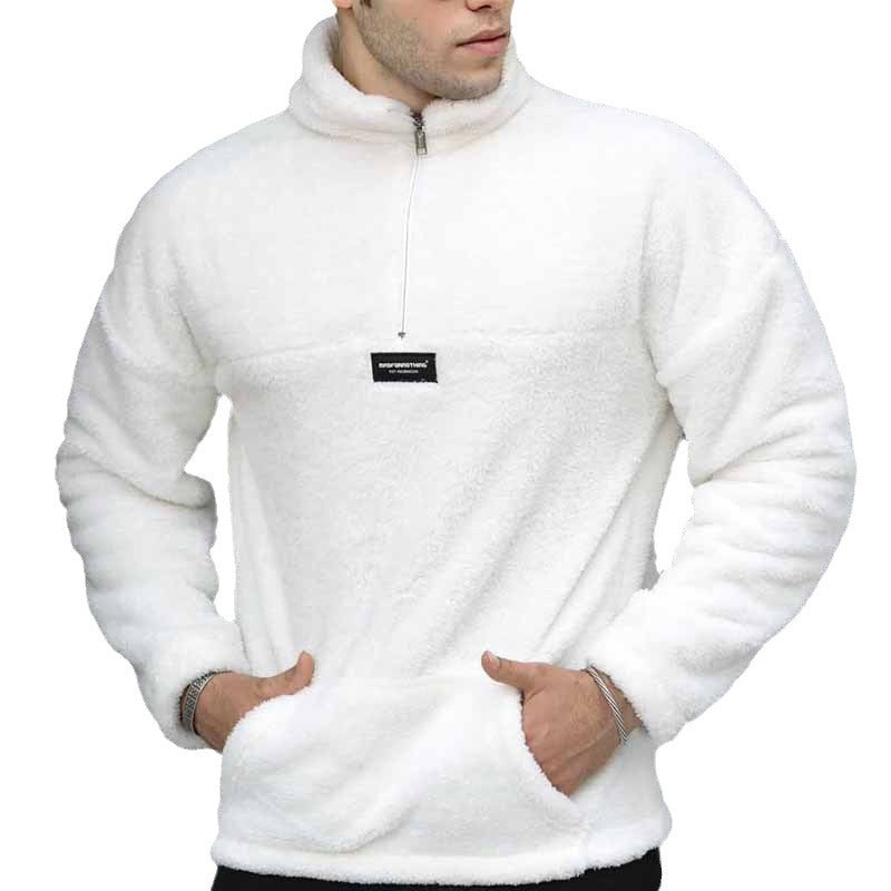 Cozy fleece pullover for men with half zipper and practical pockets Chic und Stil