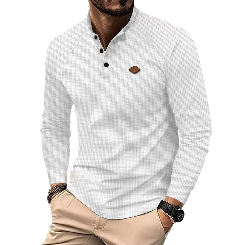 Chemise Henley à manches longues pour hommes avec surface texturée et détails de boutons tendance Chic und Stil