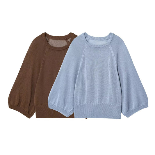 Pull femme décontracté avec manches larges et taille élastique Chic und Stil