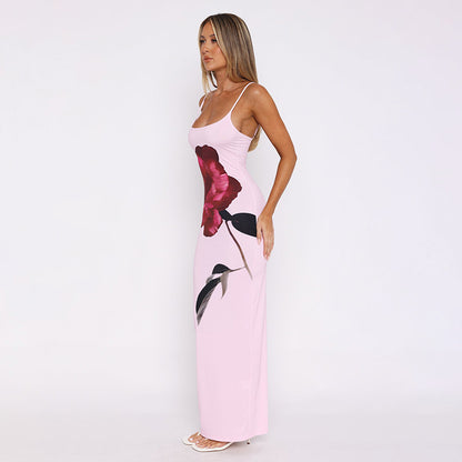 Robe maxi fluide pour femmes avec imprimé floral et bretelles fines Chic und Stil