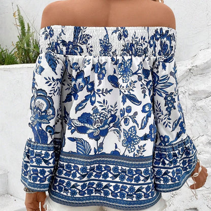 Blouse femme décolletée avec motifs floraux et bord élastique Chic und Stil
