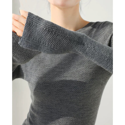 Haut à manches longues texturé pour femmes Chic und Stil