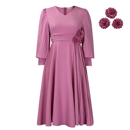 Robe élégante pour femmes avec accent floral décoratif et drapé Chic und Stil