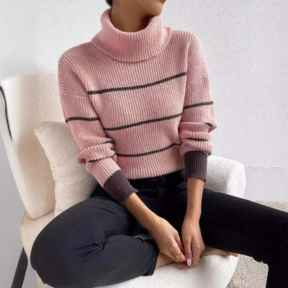 Pull femme avec col haut et motif rayé Chic und Stil