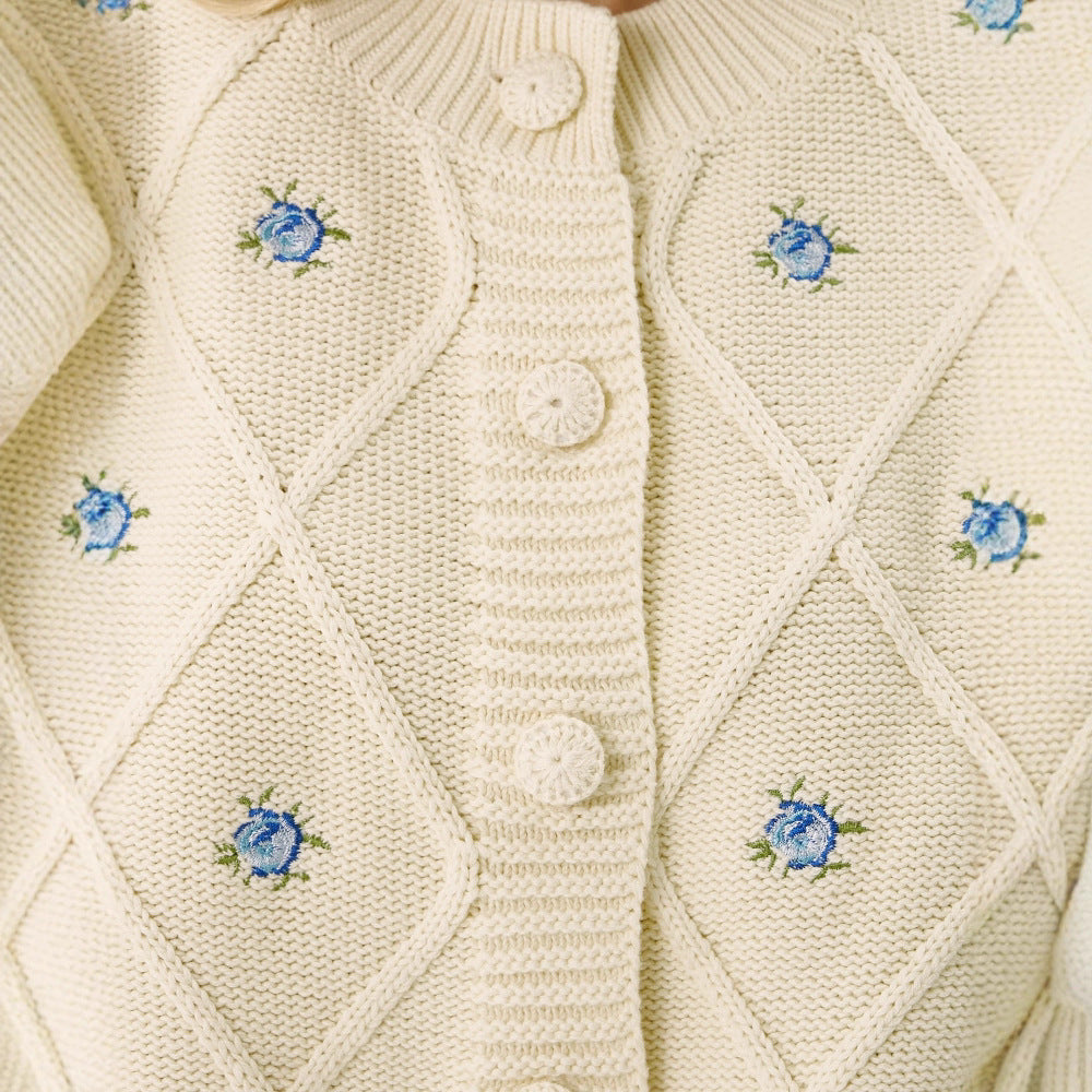 Dames gilet court romantique en maille avec motif floral Chic und Stil