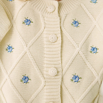 Dames gilet court romantique en maille avec motif floral Chic und Stil