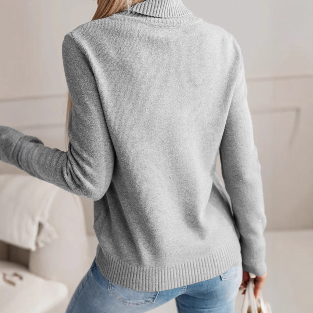 Pull à col roulé élégant pour dames avec détails en boutons Chic und Stil
