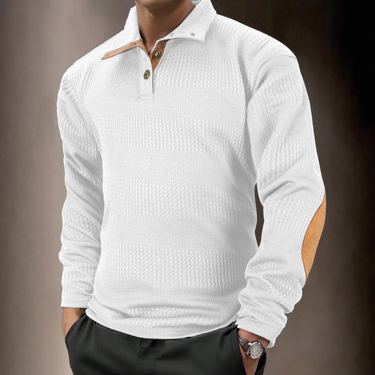 Men's structured long sleeve polo with high-quality contrasting elements Chic and Style