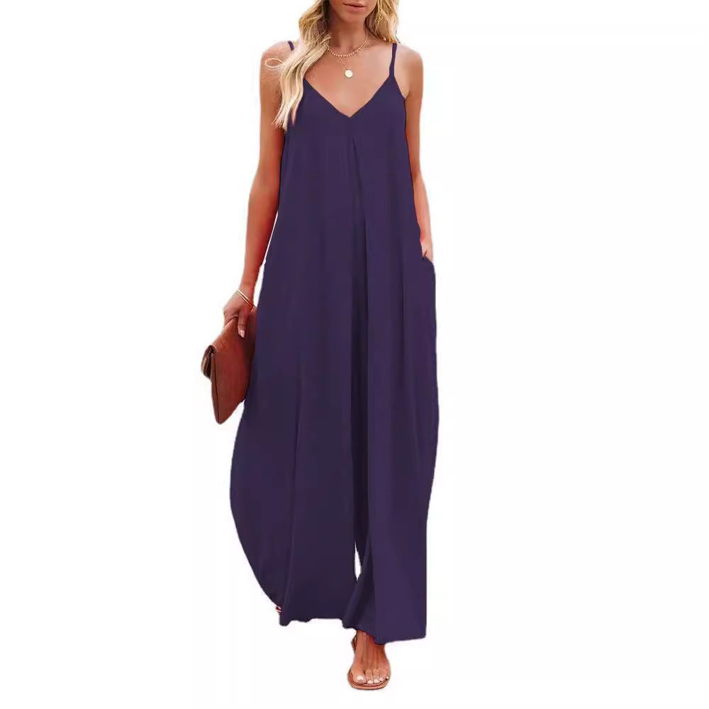 Robe maxi femme avec bretelles réglables et poches latérales Chic und Stil