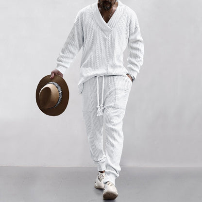 Costume en tricot décontracté pour hommes avec des structures en rib modernes Chic und Stil