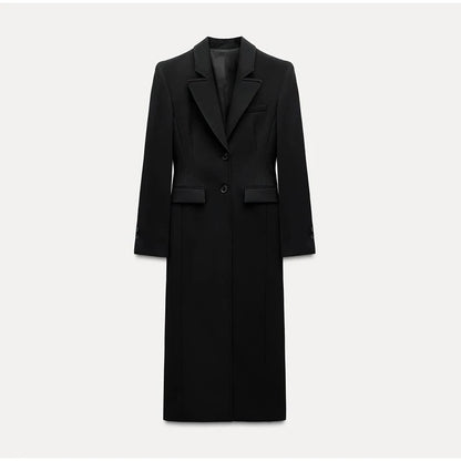 Dames élégant long blazer avec silhouette étroite et détails classiques Chic und Stil