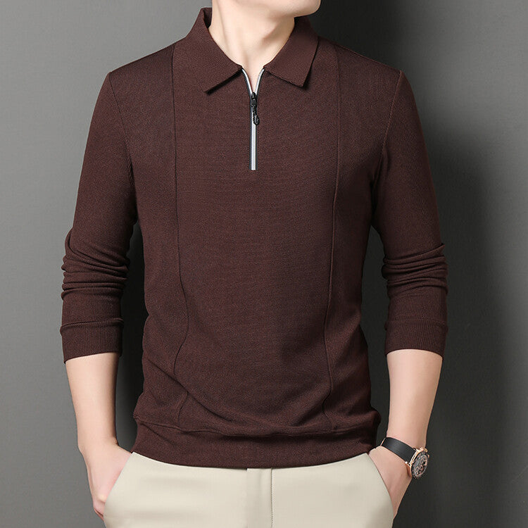 Casual long sleeve pullover for men with half zipper and textured pattern Chic und Stil