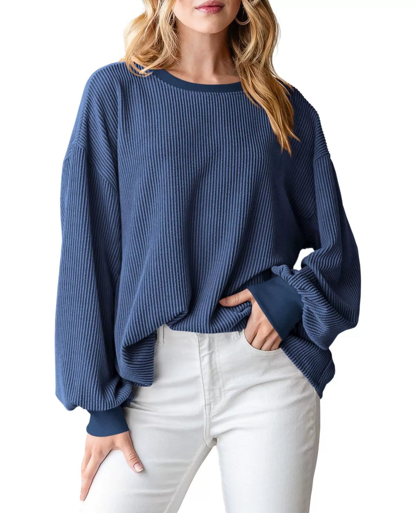 Pull en rib avec des manches amples pour femmes Chic und Stil