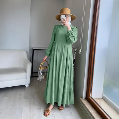 Robe maxi femme avec drapé élégant et manches élastiques Chic und Stil