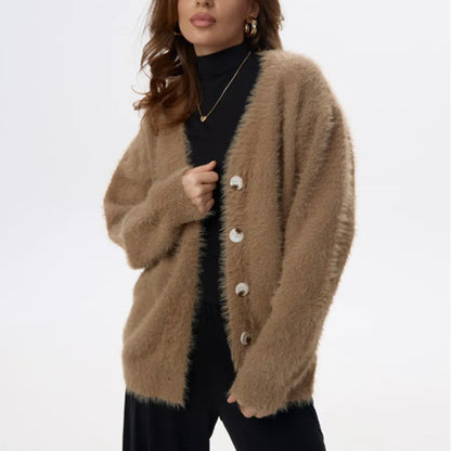Dames Pull en laine douce avec boutons en perles et coupe décontractée Chic und Stil