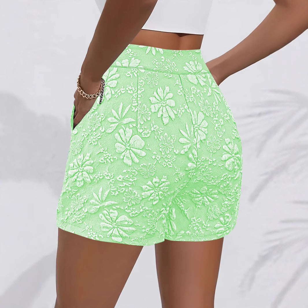 Femmes Floral Imprimé Taille Haute Shorts Chic und Stil