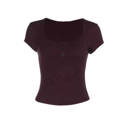 T-shirt court pour femmes avec décolleté ondulé Chic und Stil
