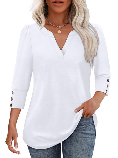 Blouse femme à décolleté en V avec détails de boutons décoratifs Chic und Stil