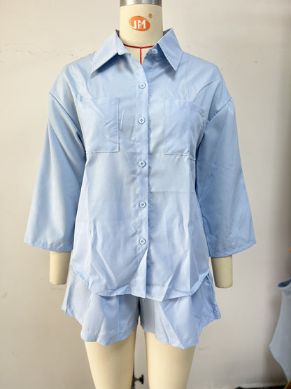 Dames ensemble élégant et léger en deux pièces avec coupe ample et poches pratiques Chic und Stil