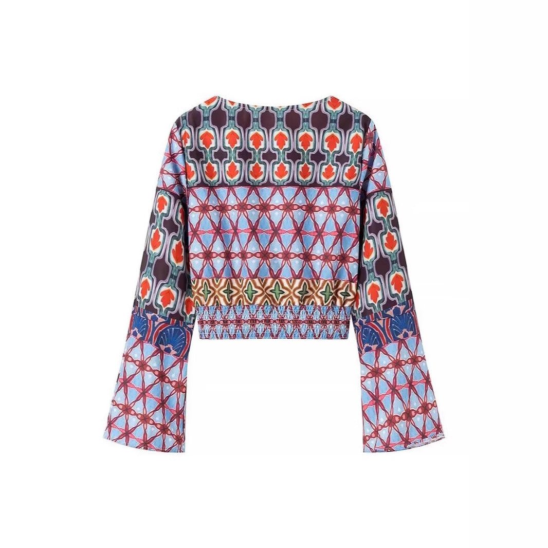 Wide printed pants for women with elastic waist and trendy design Chic und Stil