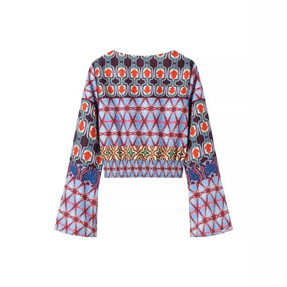 Wide printed pants for women with elastic waist and trendy design Chic und Stil