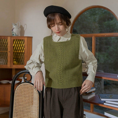 Dames Gros Tricot Gilet avec Motif de Tresses Chic und Stil