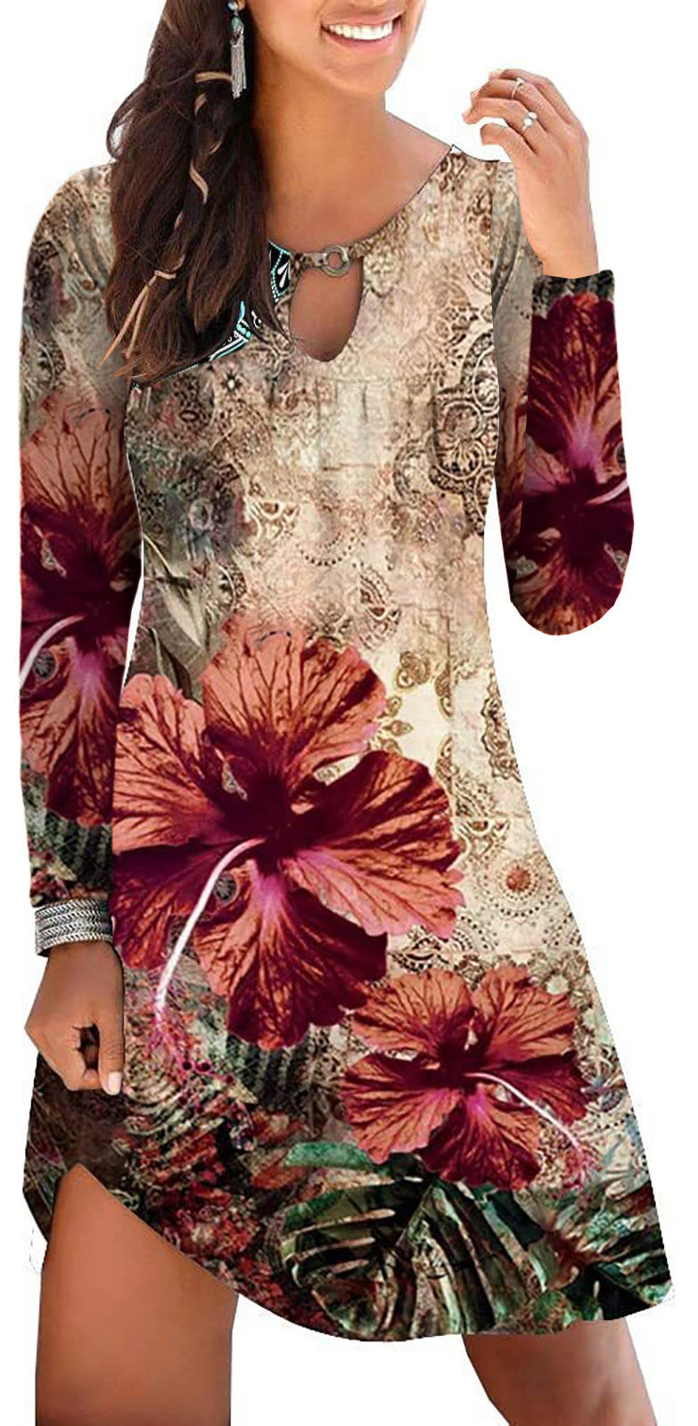 Robe d'été décontractée pour femmes avec des accents floraux et décolleté en V Chic und Stil
