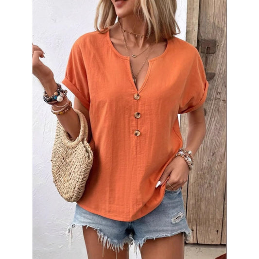 Chemisier décontracté pour femmes avec patte de boutonnage et col rond Chic und Stil