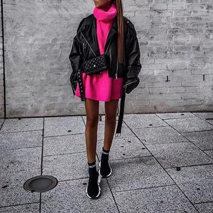 Pull à col roulé en gros tricot pour femmes avec coupe oversize Chic und Stil