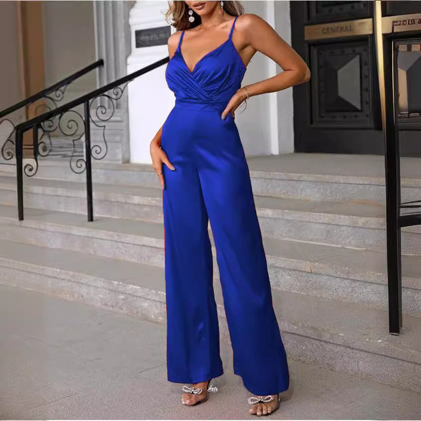 Dames élégant combinaison avec drapage cintré et fines bretelles Chic und Stil