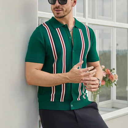 Chemise à manches courtes à la mode pour hommes avec rayures Chic und Stil