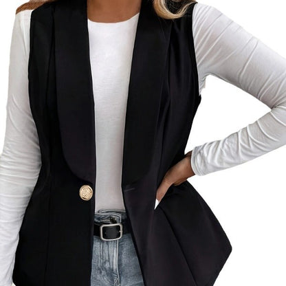 Blazer élégant sans manches pour femmes avec bouton décoratif Chic und Stil