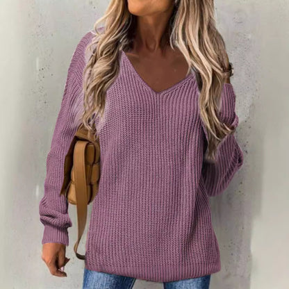 Pull-over en tricot épais à encolure en V pour femmes avec coupe décontractée Chic und Stil