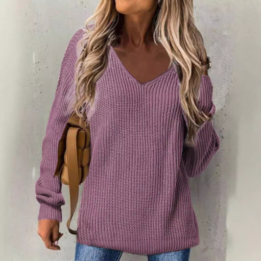 Pull-over en tricot épais à encolure en V pour femmes avec coupe décontractée Chic und Stil