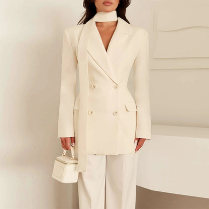 Dames blazer élégant cintré avec écharpe Chic und Stil