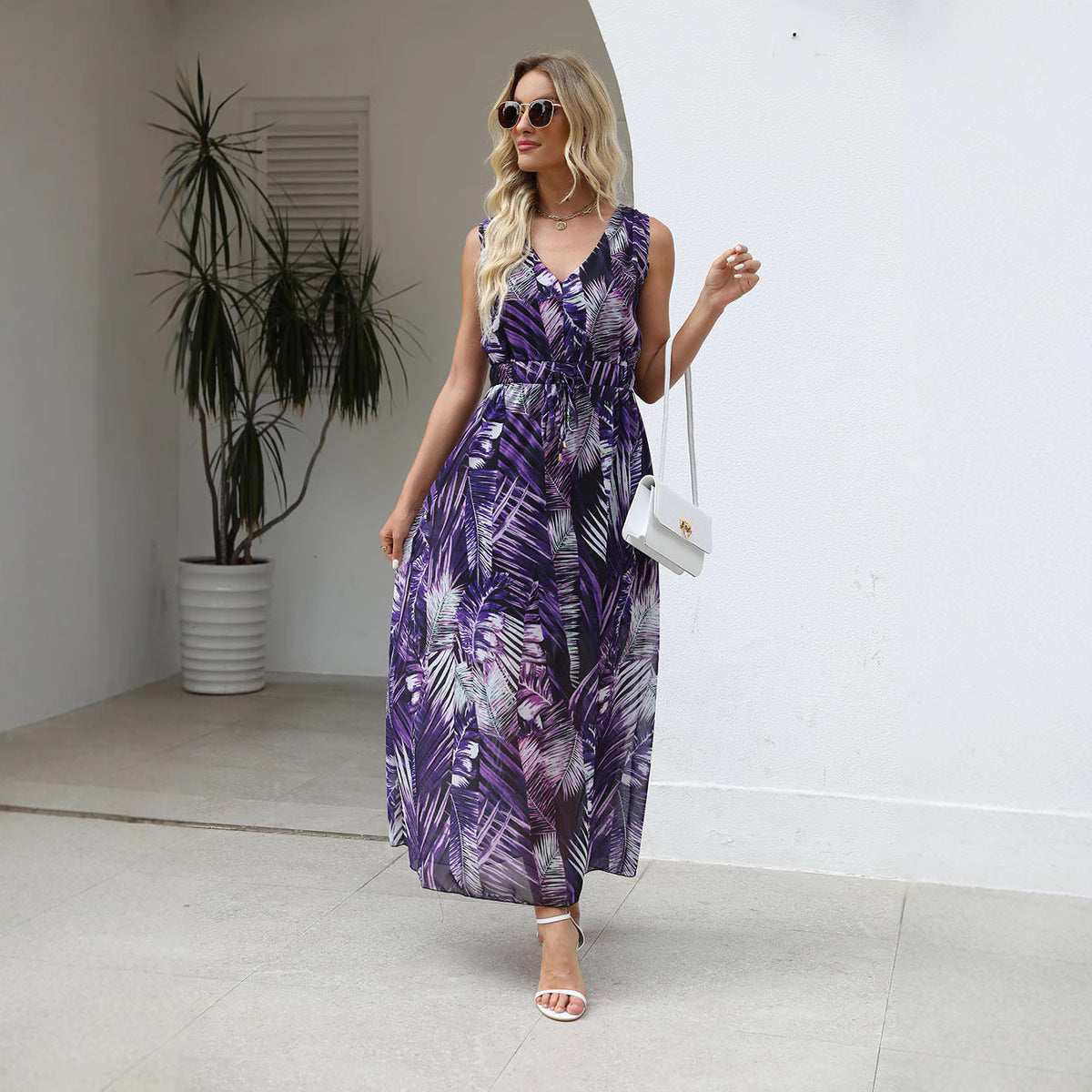 Femmes Fleurs Long Maxi Robe Chic und Stil