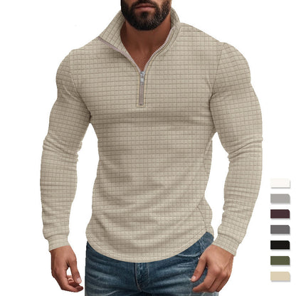 Functional T-shirt for men with high collar and textured design Chic und Stil