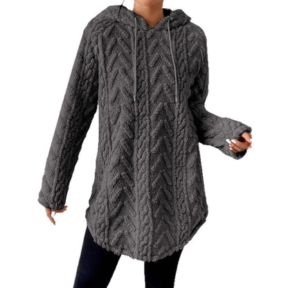 Dames Pull à capuche en peluche avec design en tresses Chic und Stil